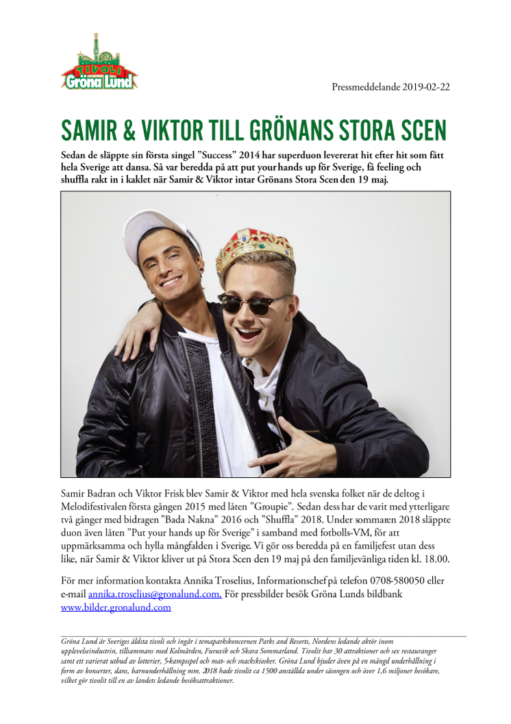Samir & Viktor till Grönans Stora Scen