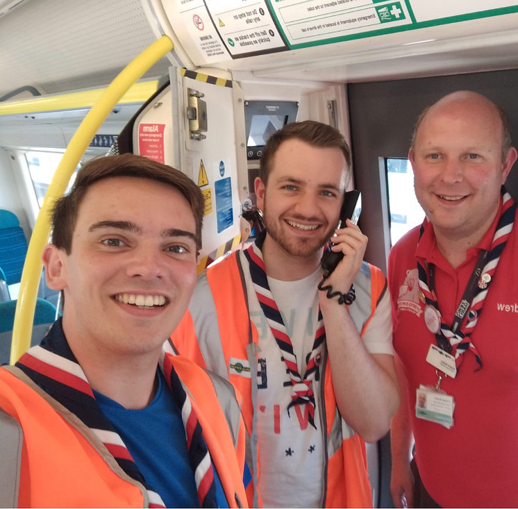 Scouts on a train