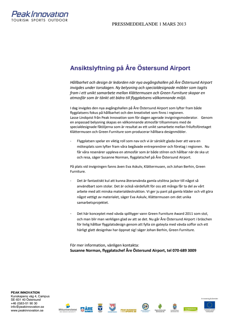 Ansiktslyftning på Åre Östersund Airport