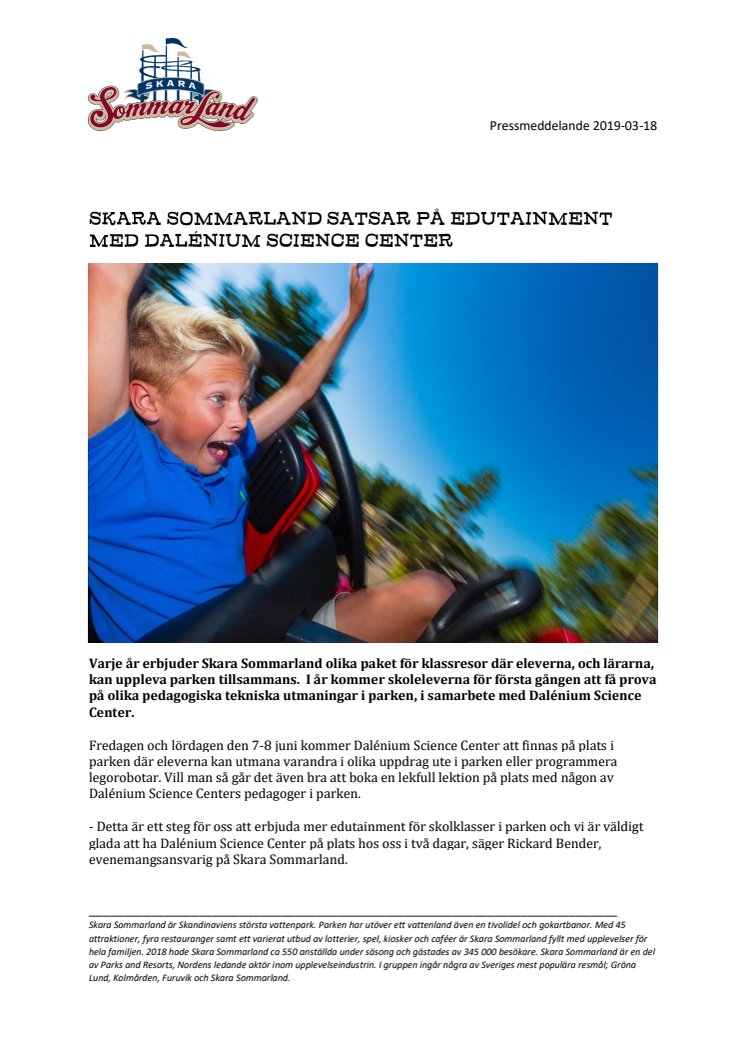 Skara Sommarland satsar på edutainment med Dalénium Science Center