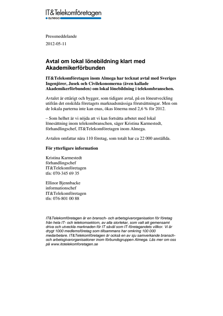 Avtal om lokal lönebildning klart med Akademikerförbunden