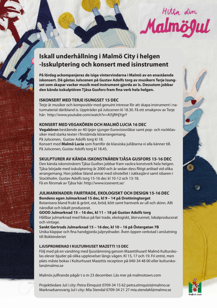 Iskall underhållning i Malmö City i helgen - Isskulptering och konsert med isinstrument