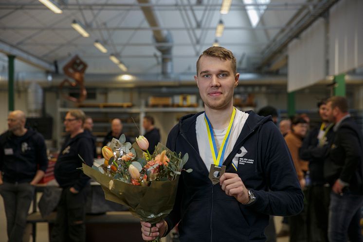 Markuss, silvermedaljör i SM för unga plåtslagare 2023
