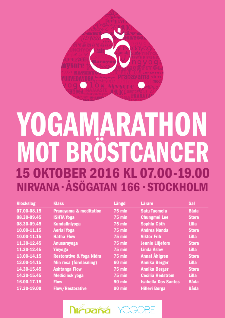 Schema för Yogamarathon 2016