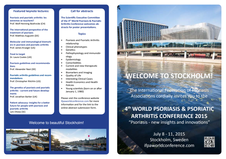 Världskonferens om psoriasis i Stockholm 2015 - Flyer