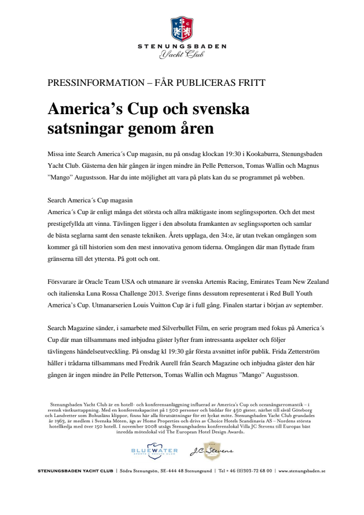 America’s Cup och svenska satsningar genom åren 