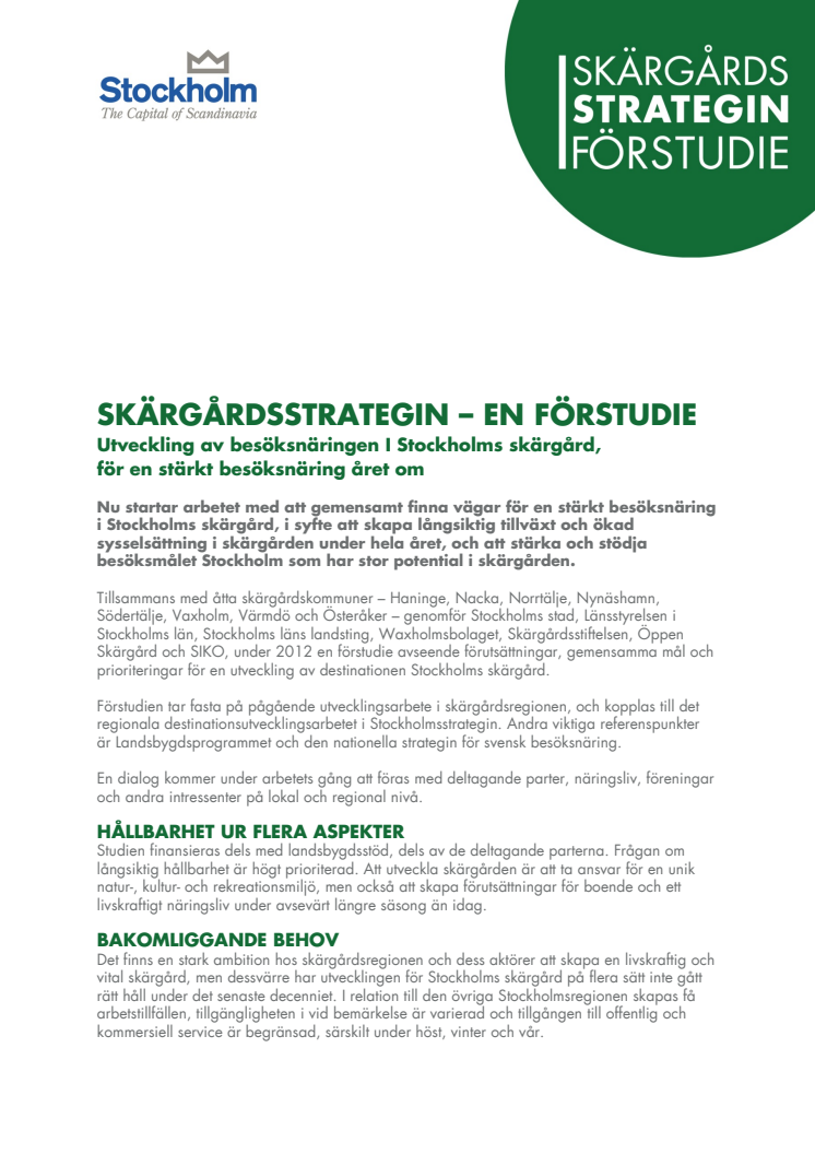 Skärgårdsstrategin - en del av Stockholmsstrategin 2020
