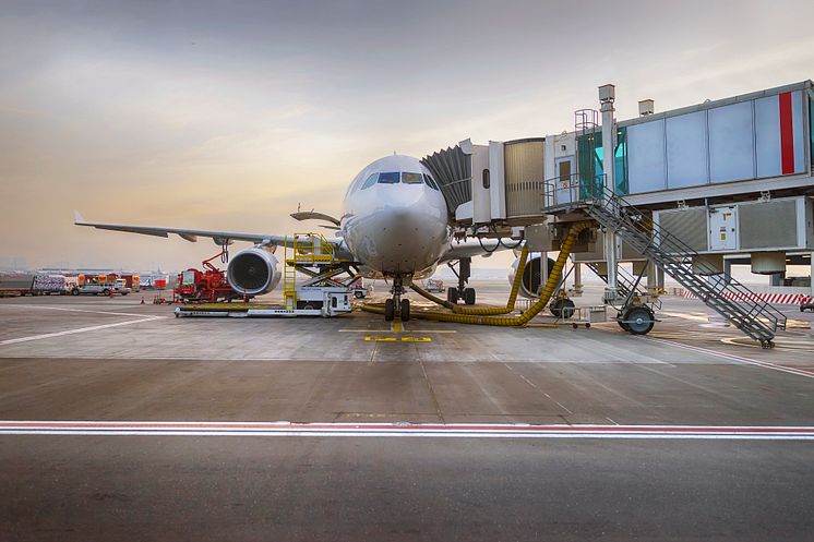 boarding the plane external view