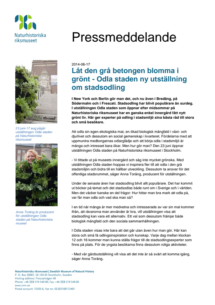 Låt den grå betongen blomma i grönt - Odla staden ny utställning om stadsodling