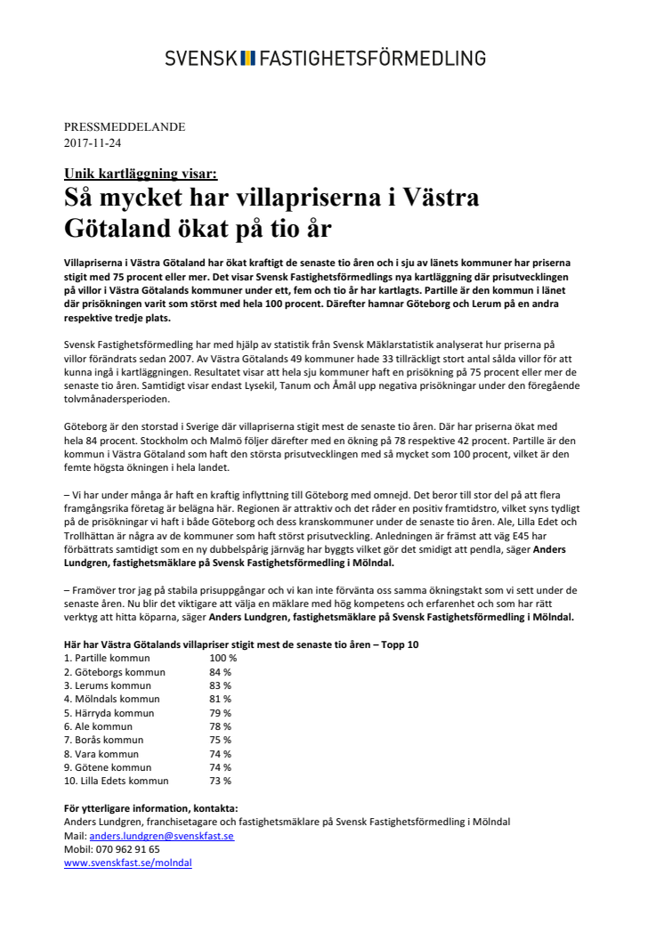 Unik kartläggning visar: Så mycket har villapriserna i Västra Götaland ökat på tio år