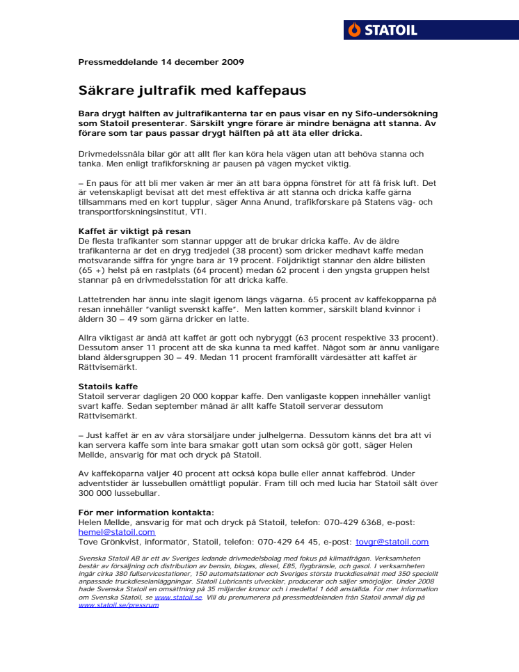 Säkrare jultrafik med kaffepaus