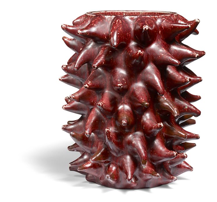 Axel Salto: Stoneware vase modelled in sprouting style.