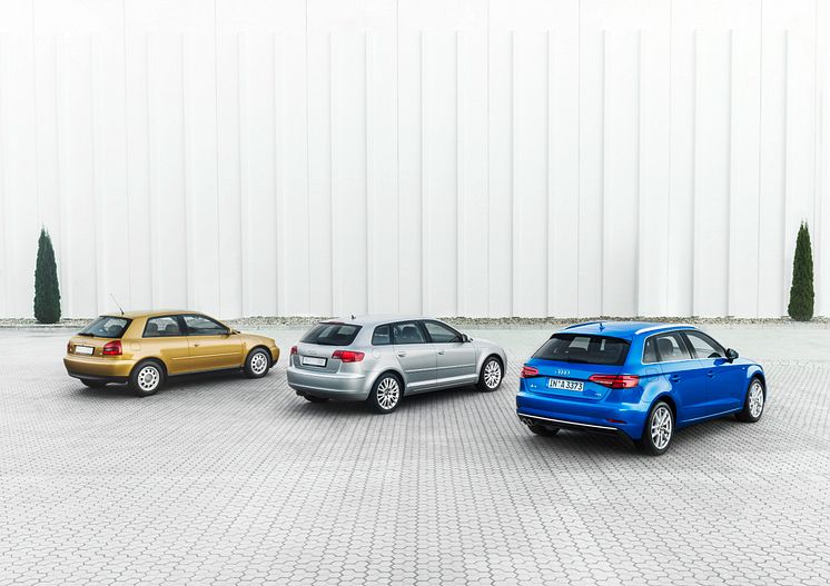 Audi A3, Generation 1 fra 1996,  Generation 2 fra 2004, Generation 3 fra 2016