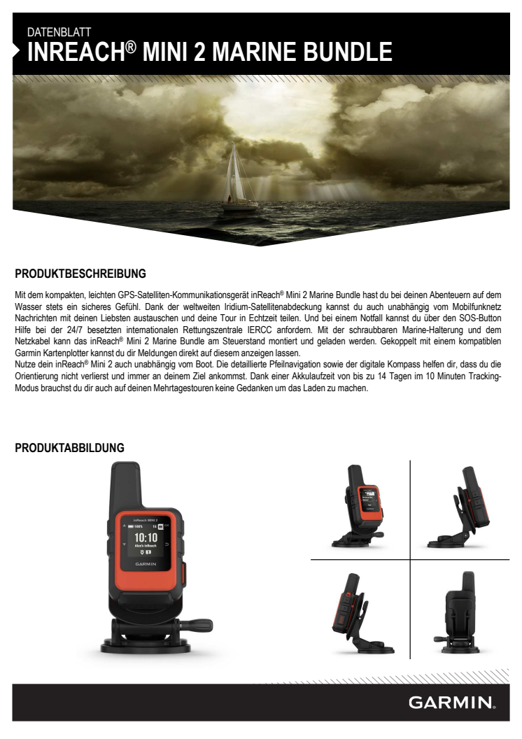 Datenblatt Garmin inReach Mini 2 Marine Bundle