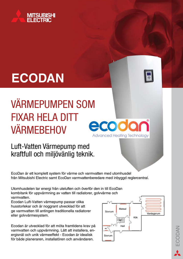 NY STORLEK – ECODAN LUFT-VATTEN VÄRMEPUMP 9,3 kW