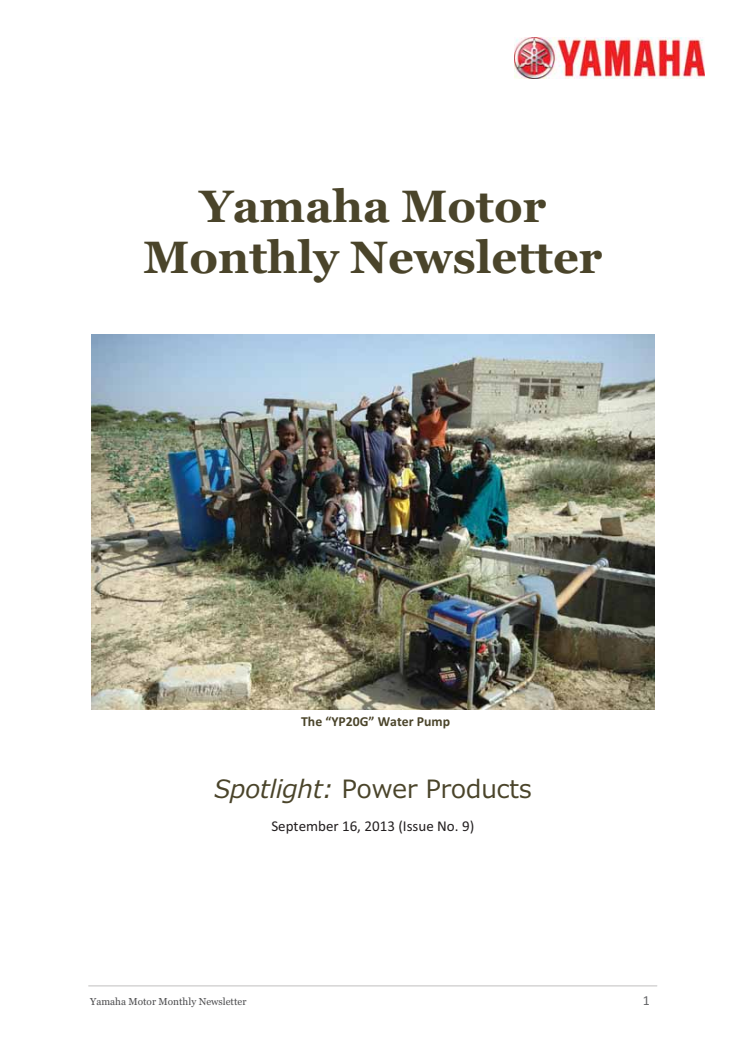 Yamaha Motor Monthly Newsletter No.9(Sep.2013) Power Products