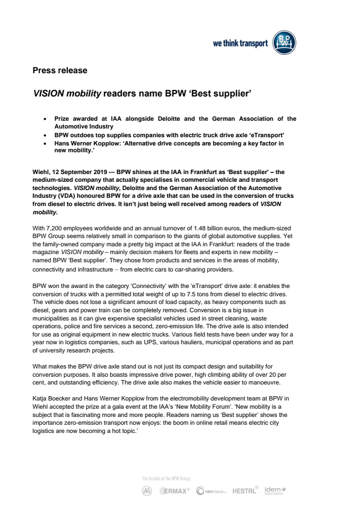  VISION mobility readers name BPW ‘Best supplier’