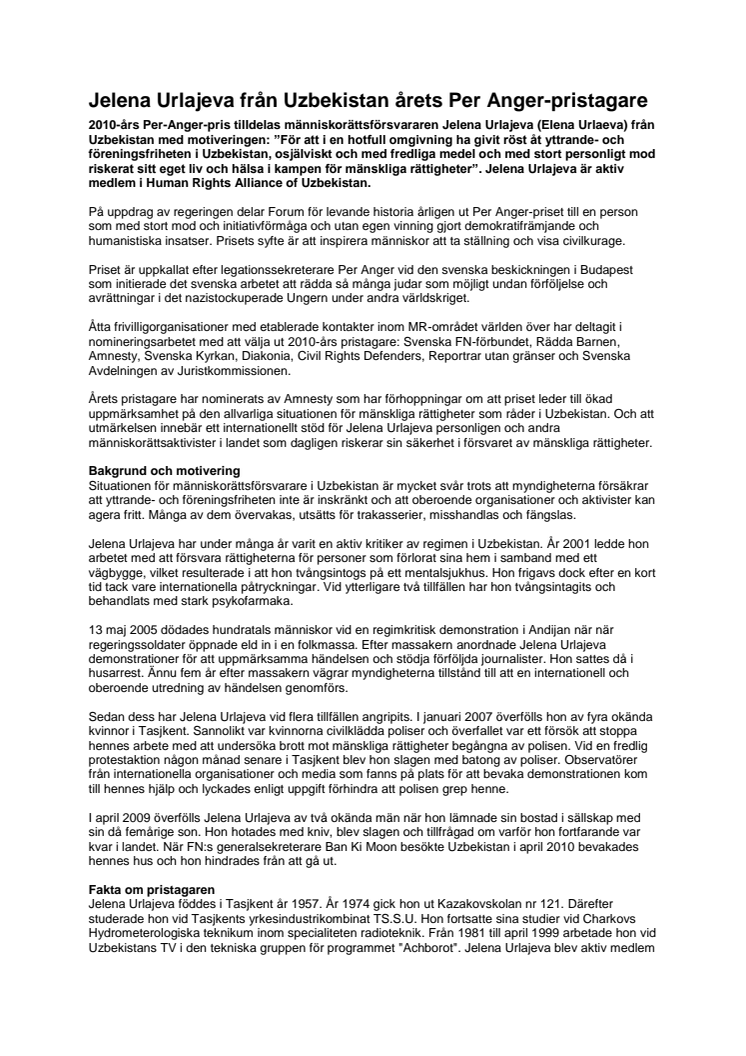 Mer information om Per Anger-priset
