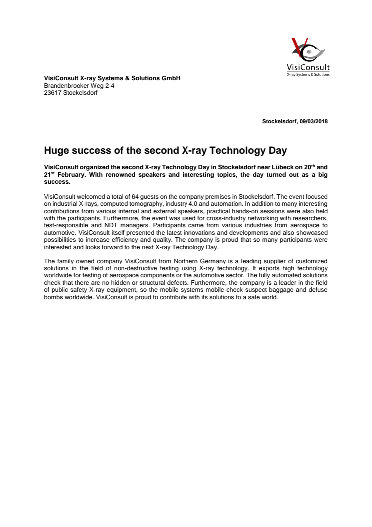 Huge success of the second X-ray Technology Day