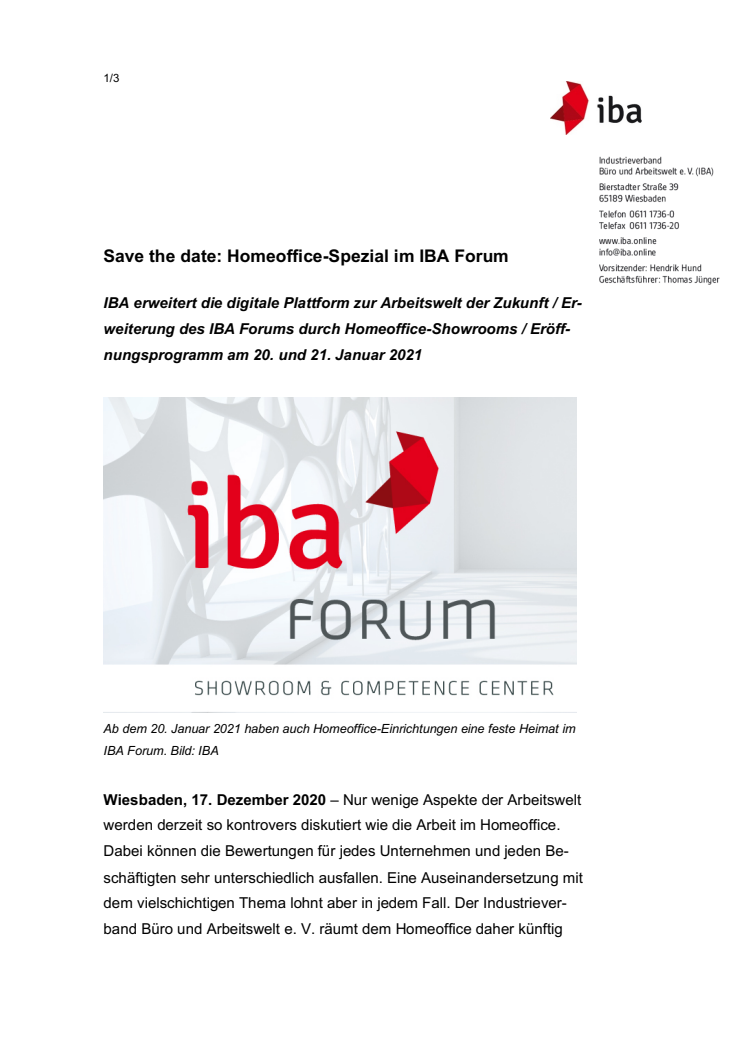 Save the date: Homeoffice-Spezial im IBA Forum