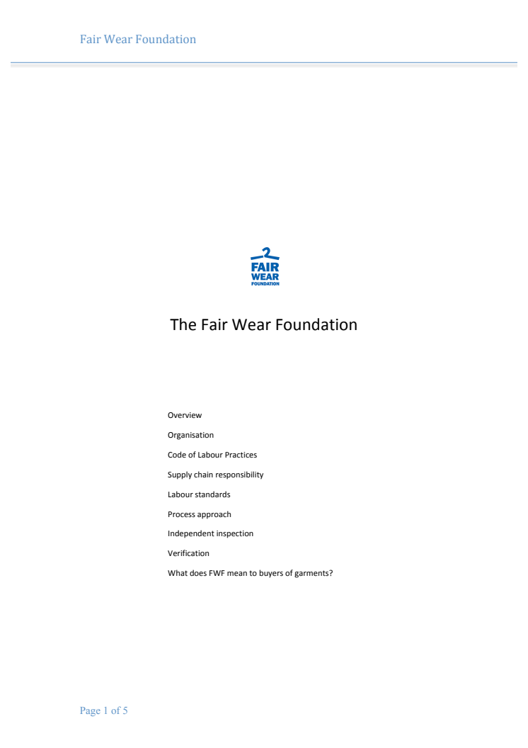 The Fair Wear Foundation - Earth Positive