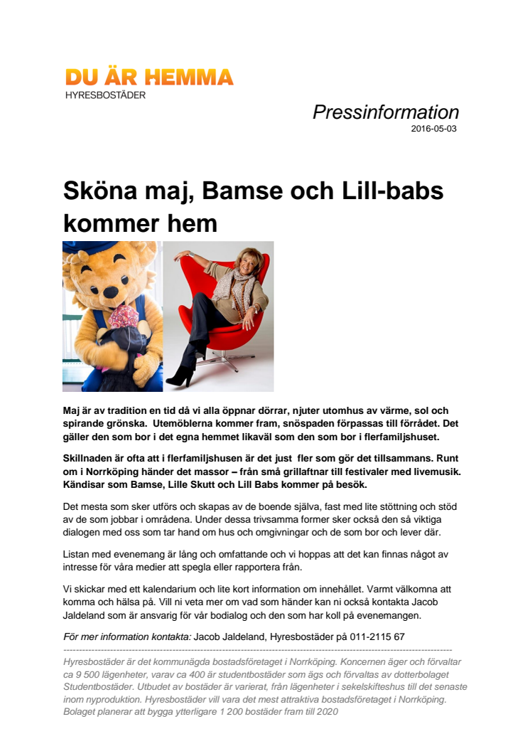 Sköna maj, Bamse och Lill-babs kommer hem