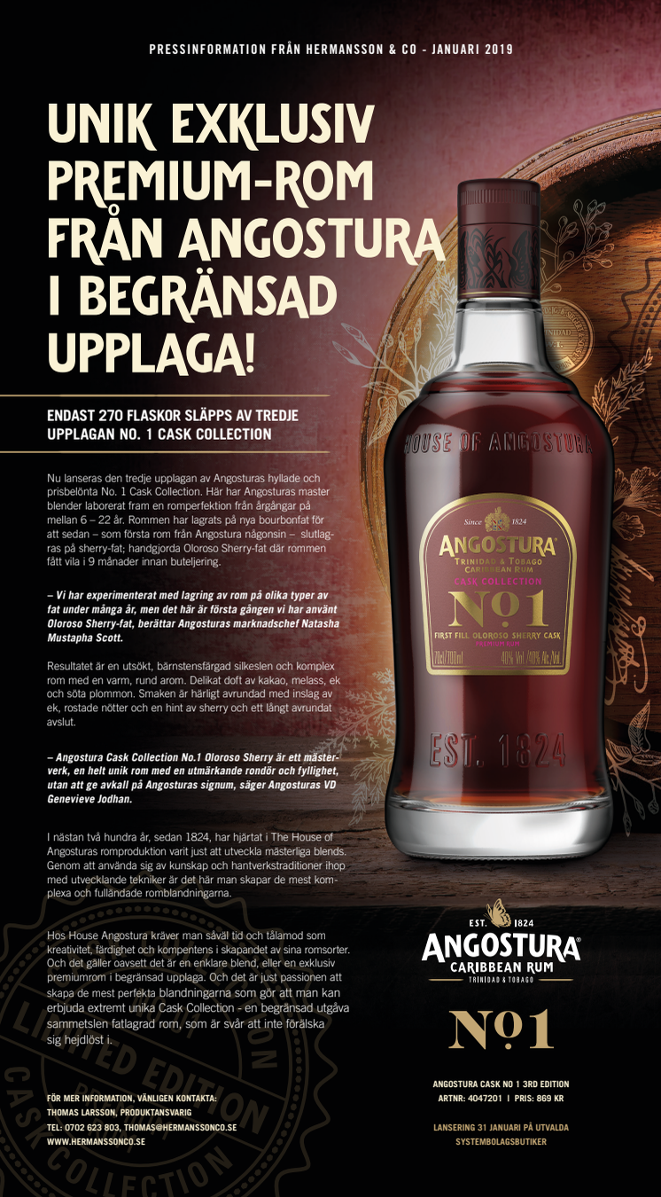 Unik exklusiv premium-rom från Angostura i begränsad upplaga! 