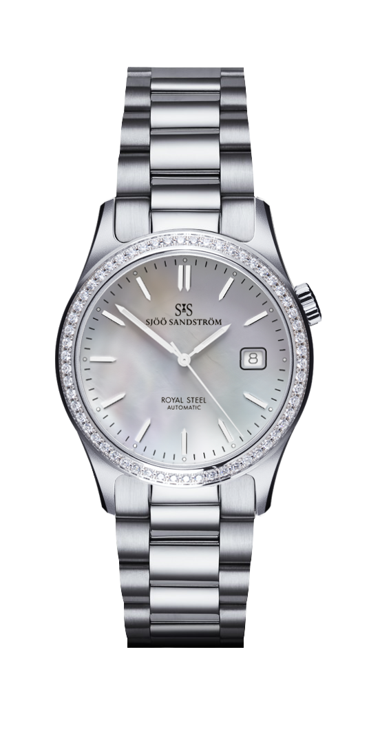 Royal Steel Classic 36mm Diamant Bezel - White Mother of Pearl