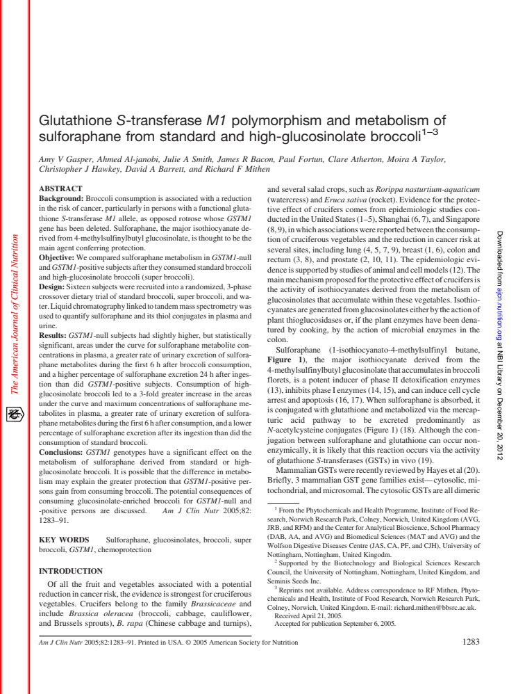 Gasper et al 2005 - Glutathione S-transferase...