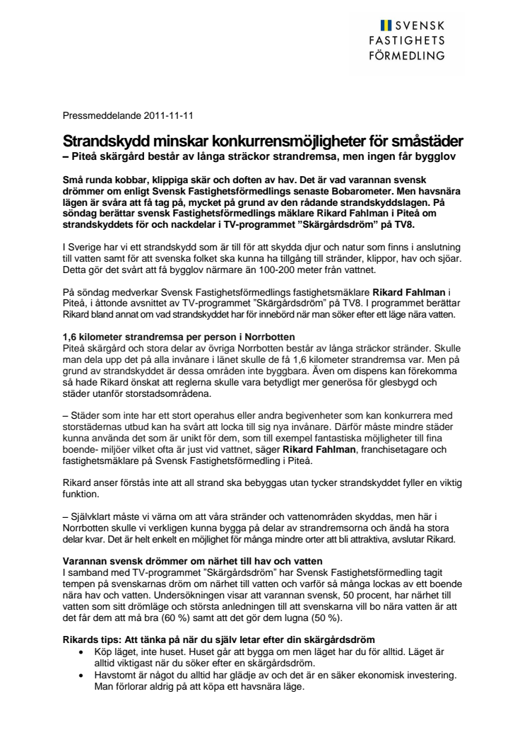 Strandskydd minskar konkurrensmöjligheter för småstäder