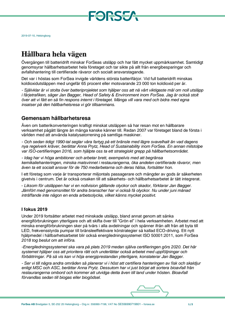 Hållbara hela vägen