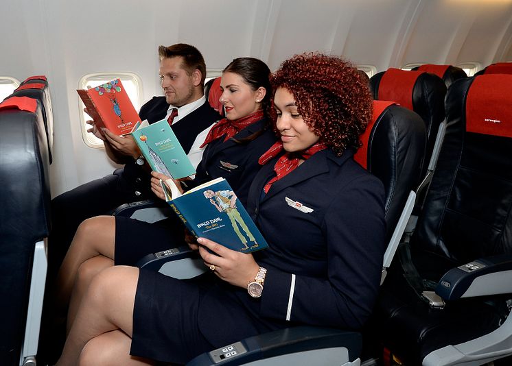 Norwegian crew reading their favourite Roald Dahl books 