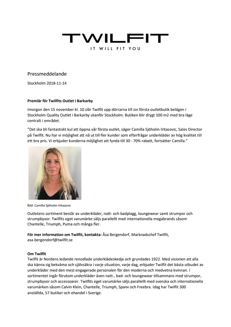 Premiär för Twilfits Outlet i Barkarby 