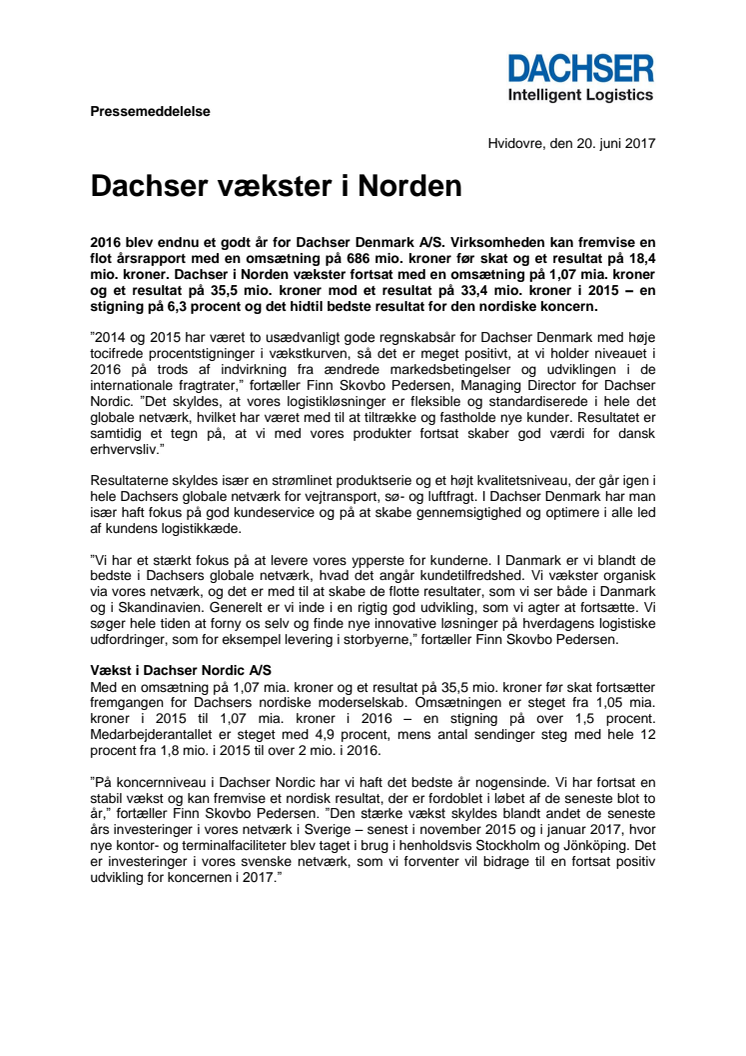 Dachser vækster i Norden