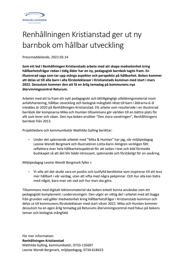 Pressmeddelande Renhållningen ger ut ny barnbok 220314.pdf