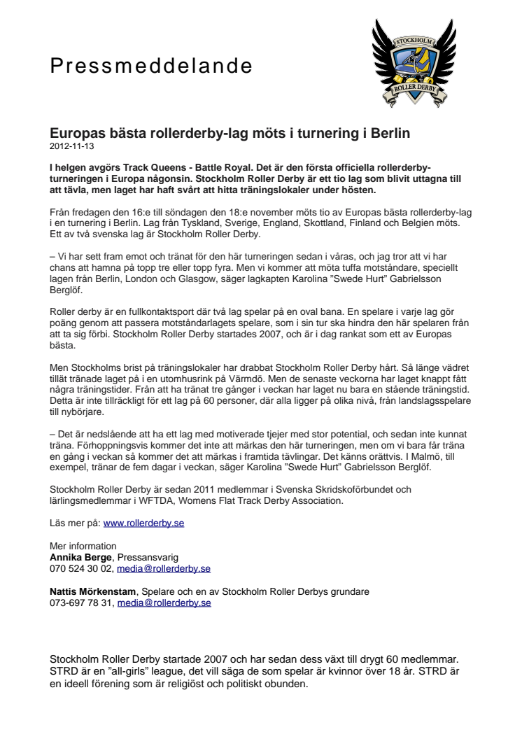 Europas bästa rollerderby-lag möts i turnering i Berlin