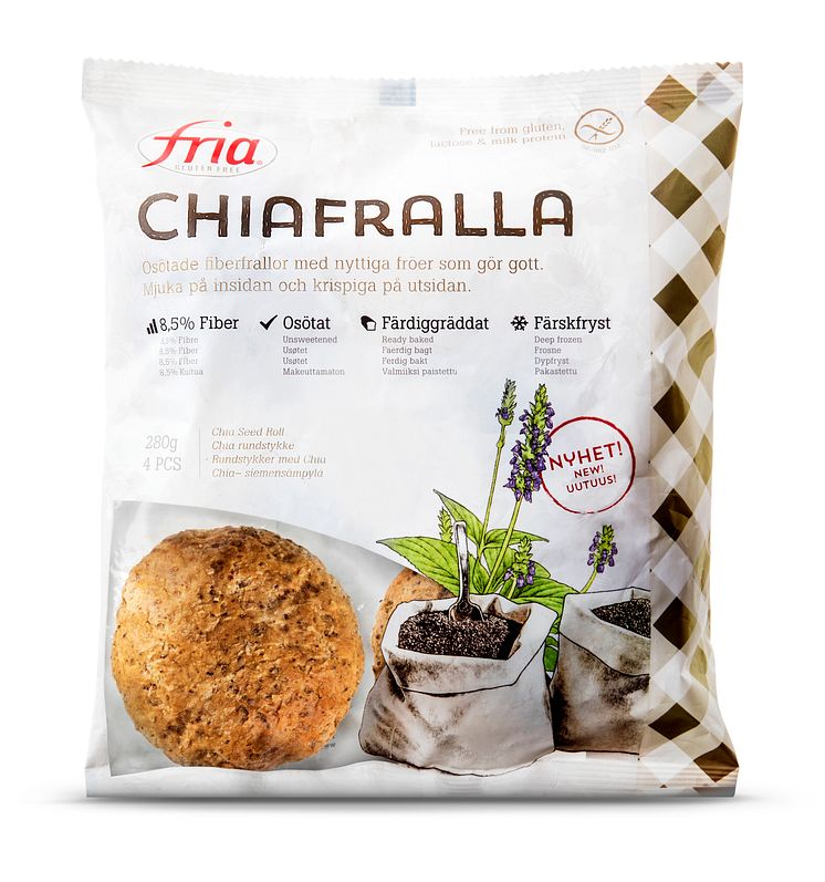 Fria Rundstykker med Chia glutenfri melkefri