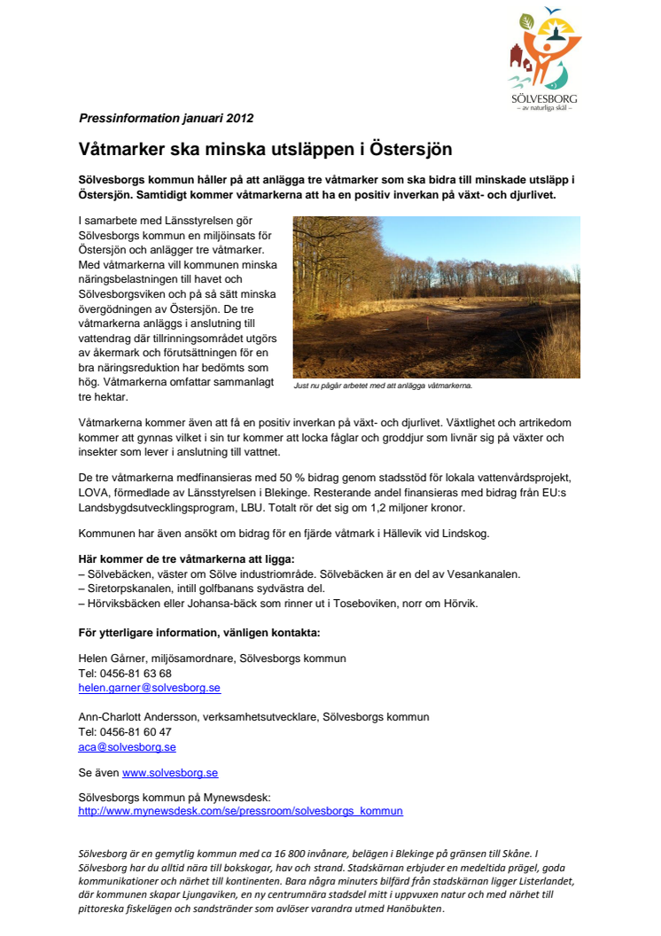 Våtmarker ska minska utsläppen i Östersjön