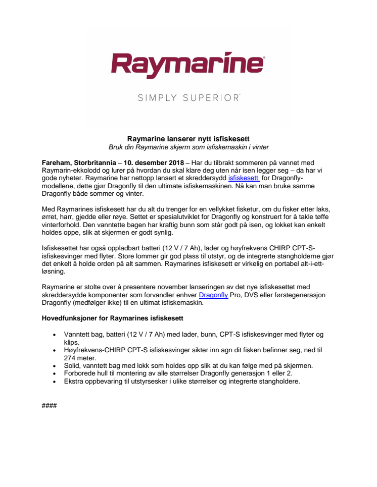Raymarine lanserer nytt isfiskesett