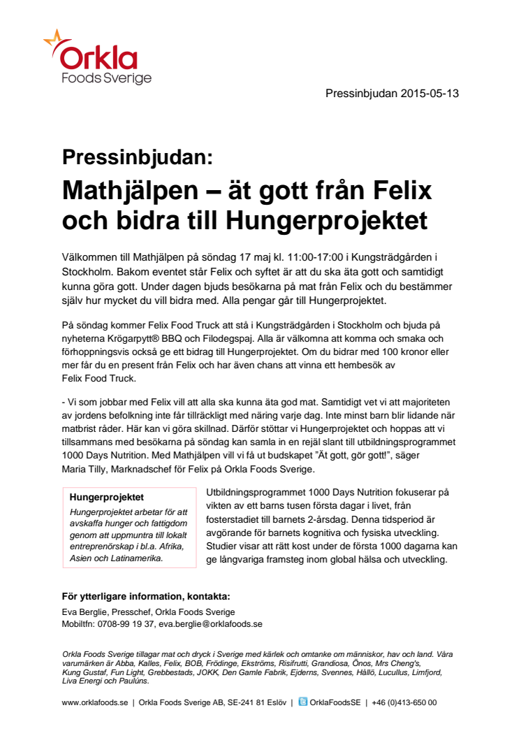 Mathjälpen – ät gott från Felix och bidra till Hungerprojektet