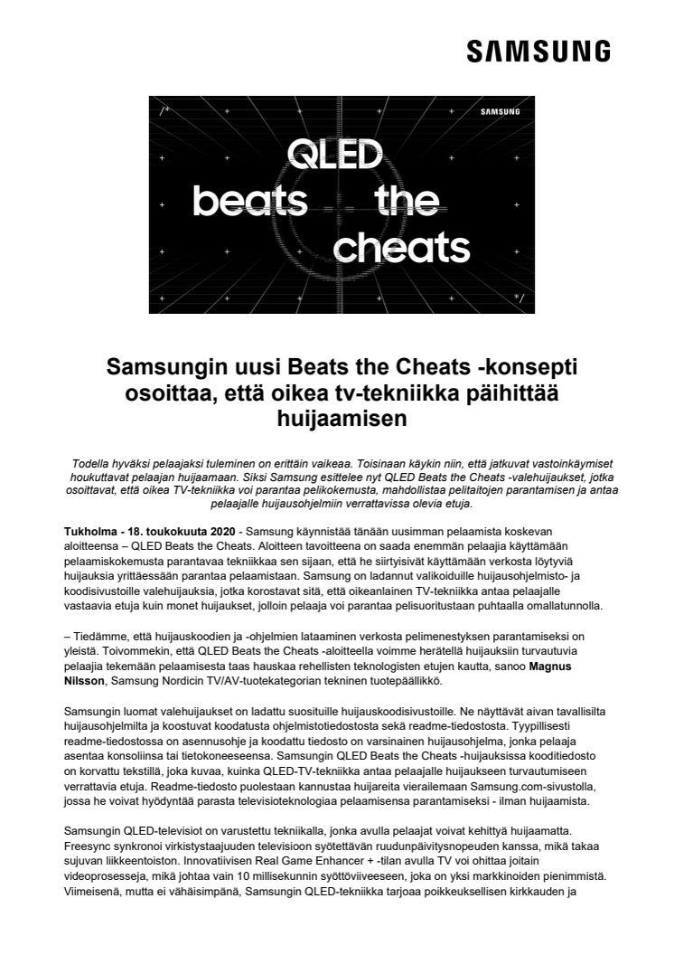Samsungin uusi Beats the Cheats -konsepti osoittaa, että oikea tv-tekniikka päihittää huijaamisen