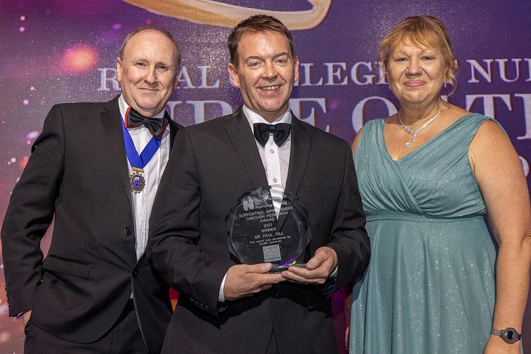 Professor Paul Gill (centre) at the RCN Wales Nurse of the Year Awards