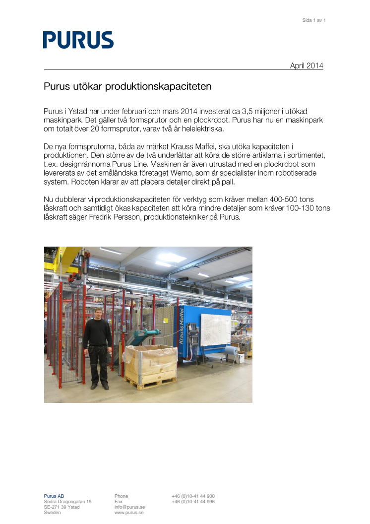 Purus utökar produktionskapaciteten