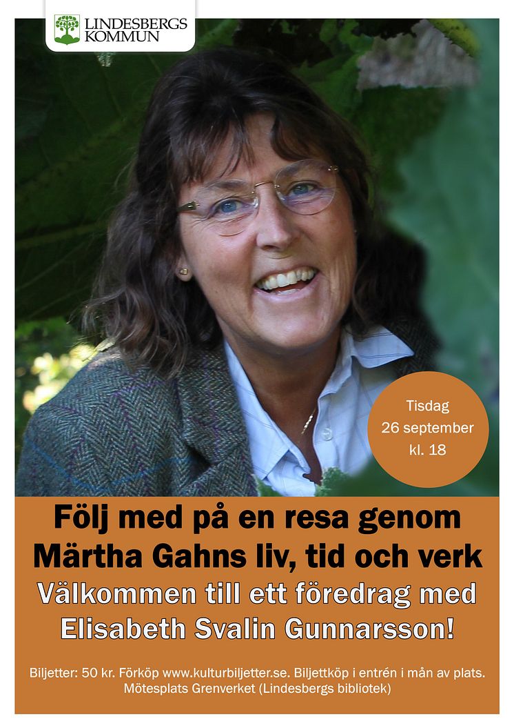 Affisch Märtha Gahn - Elisabeth föreläsning