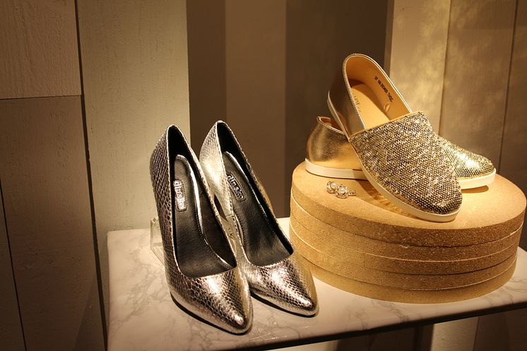 Gold and silver shoes lit with Marathon Tunable 