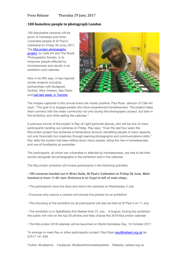 100 homeless people to photograph London