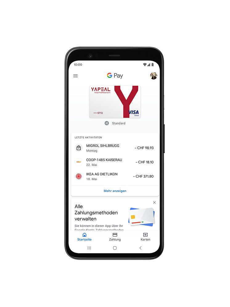 Visa Debit mit Yapeal - Mobile