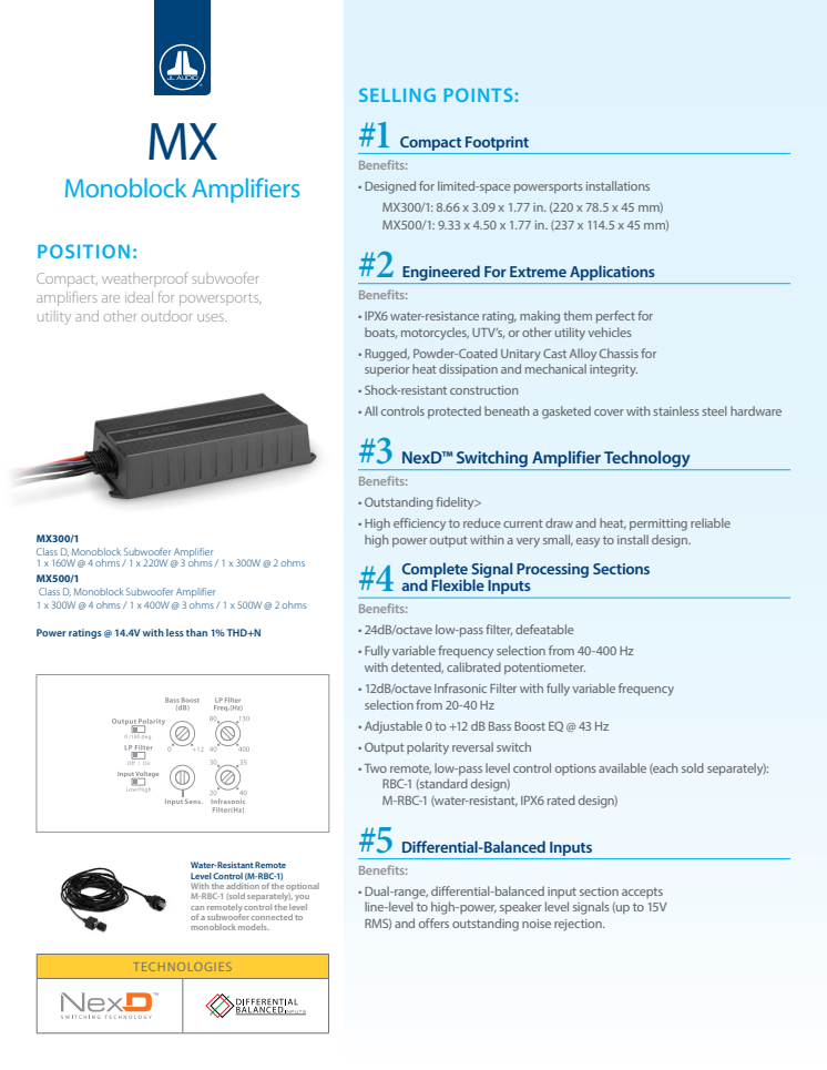 Brochure - JL Audio - MX Series Marine amplifiers
