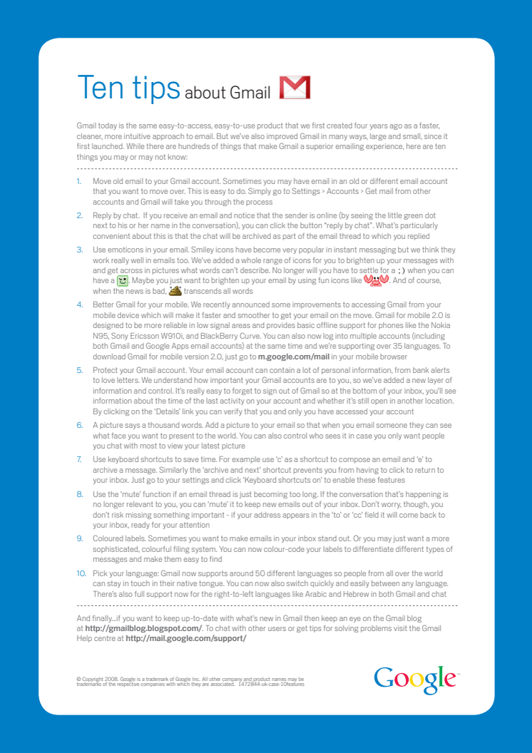 10 tips about Gmail