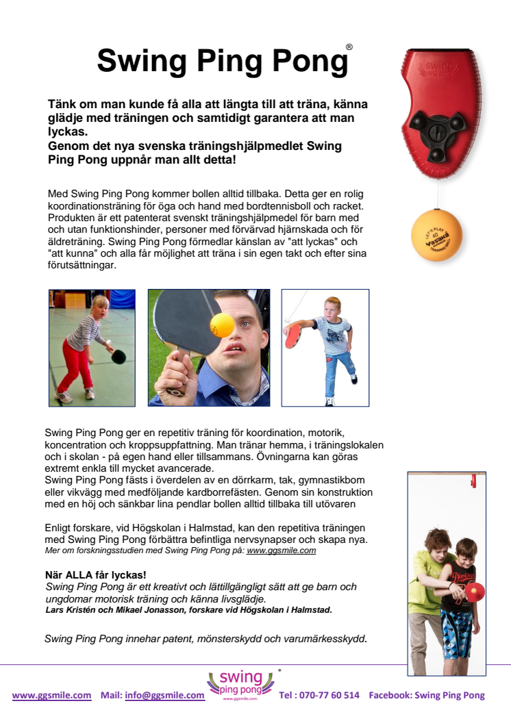 Ett träningshjälpmedel - Swing Ping Pong